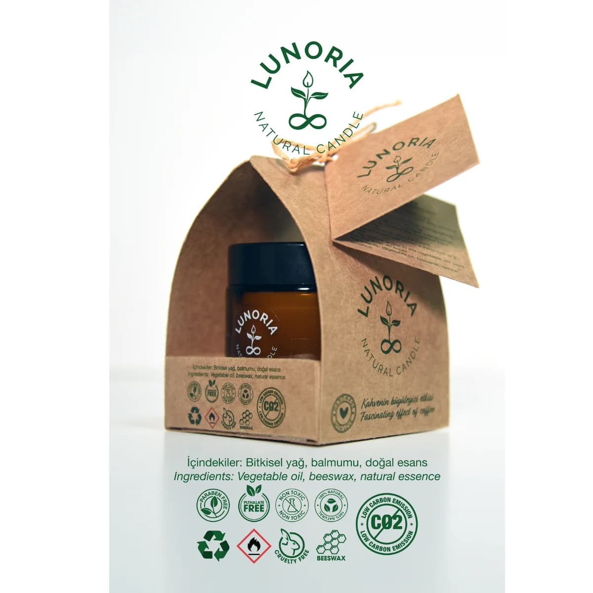 Lunoria Kahve Kokulu %100 Doğal Mum – Enerji Veren Aromaterapi Mum