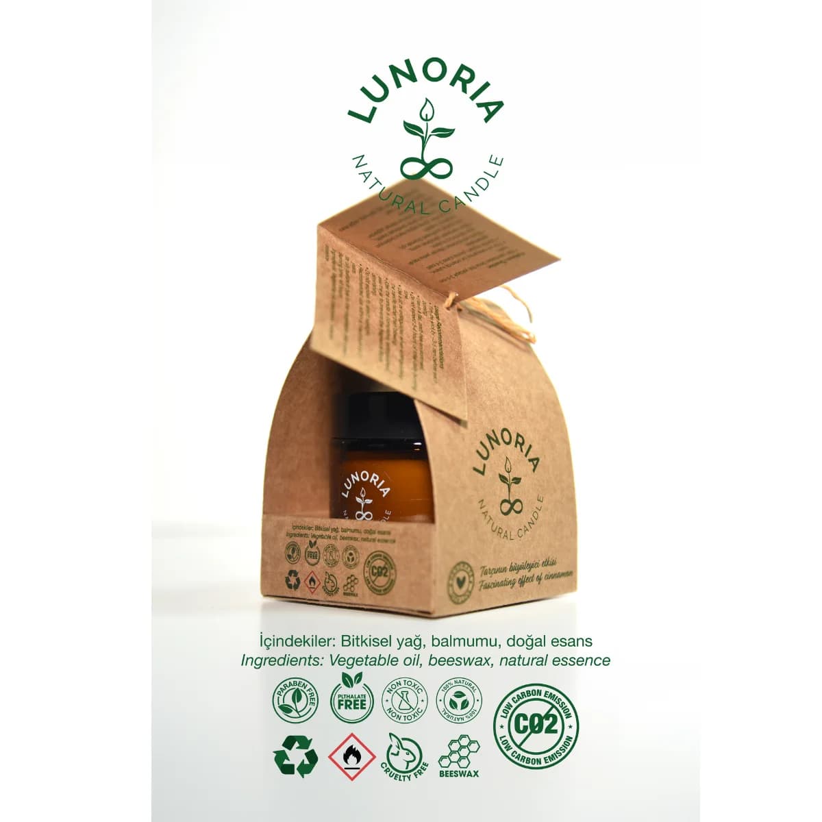 Lunoria Tarçın Kokulu %100 Doğal Mum – Enerji Veren Aromaterapi Mum